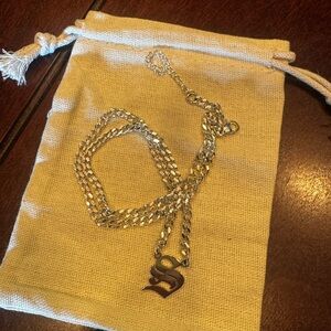 Silver Letter 'S' Pendant Necklace - Women's Jewelry